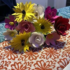 Paper Flowers Bouquet sunflowers,roses and hibiscus🤍 *can get custom made*